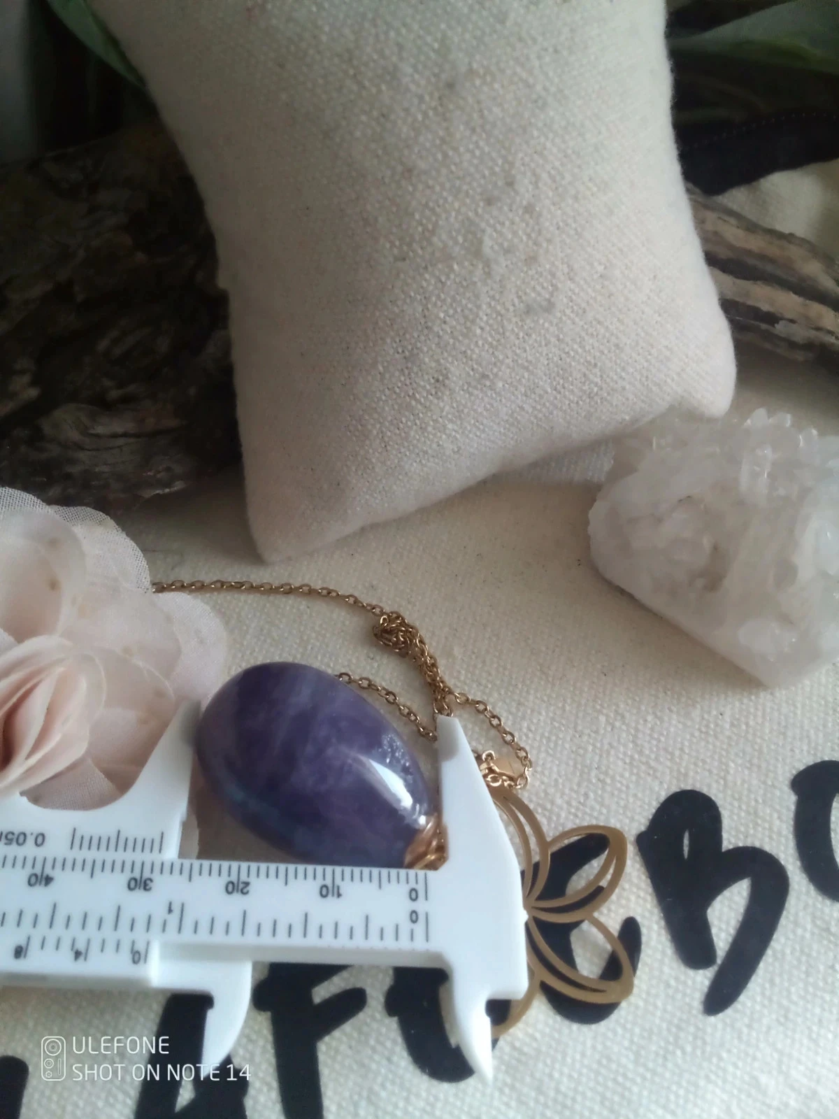 Collier bohème améthyste et fleur dorée – photo 5